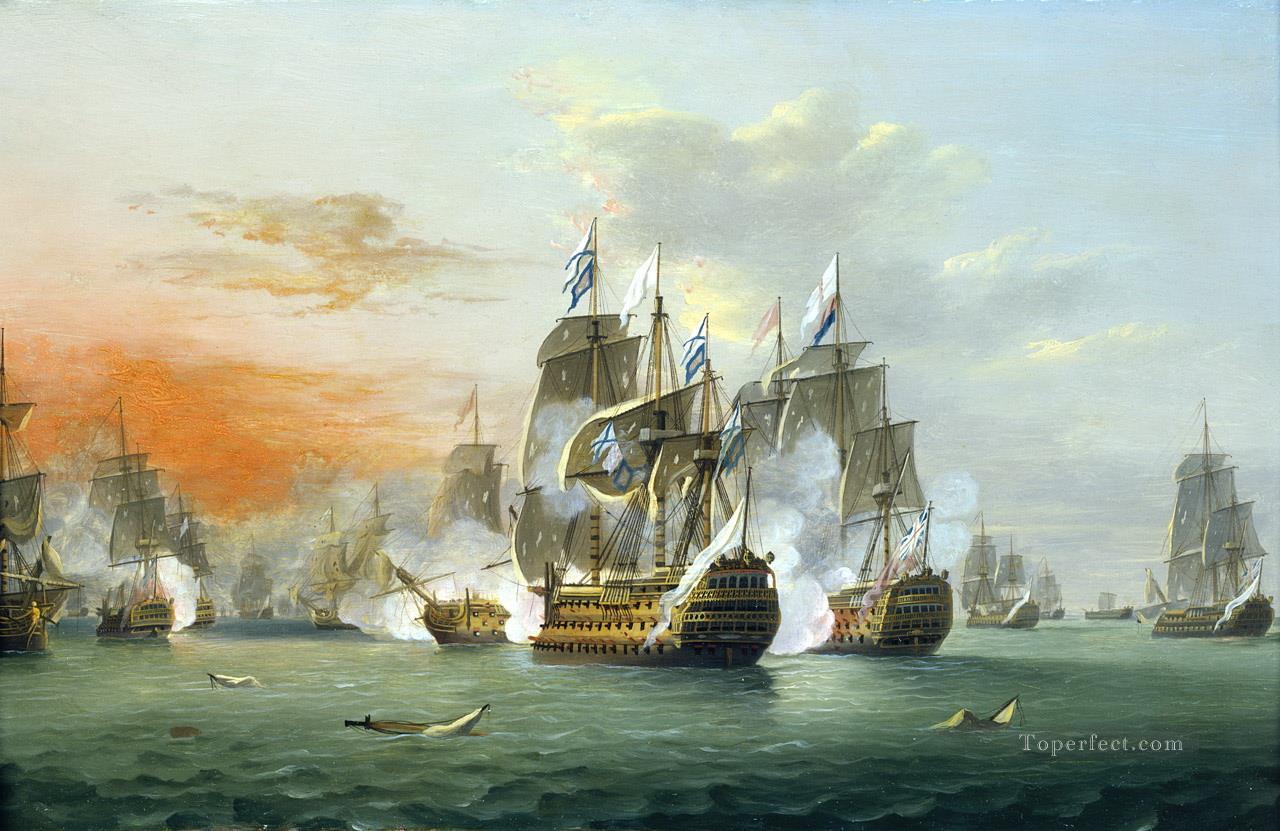 Thomas Luny La Batalla de Los Santos Batallas Navales Pintura al óleo